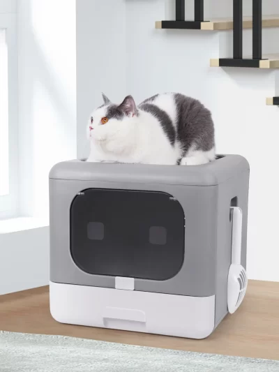 Foldable Top Entry Litter Box with Cat Litter Scoop