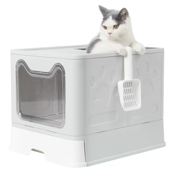 Front Entry Top Exit Cat Litter Box with Lid - Image 3