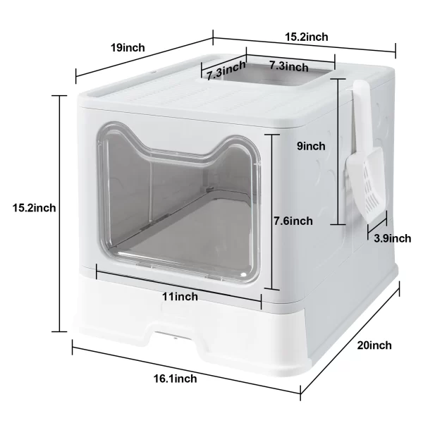 Front Entry Top Exit Cat Litter Box with Lid - Image 5