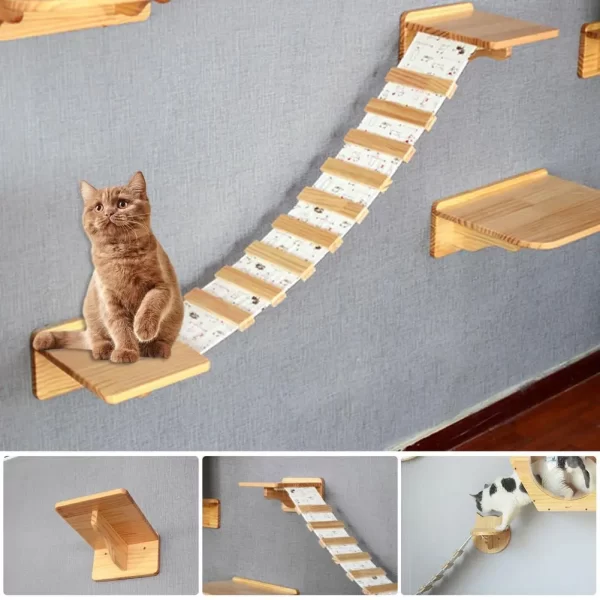 Wall-Mounted Staircase with Scratching Post - Image 2