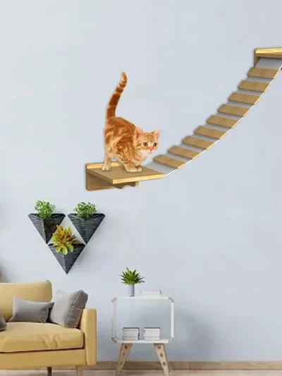 Wall-Mounted Staircase with Scratching Post