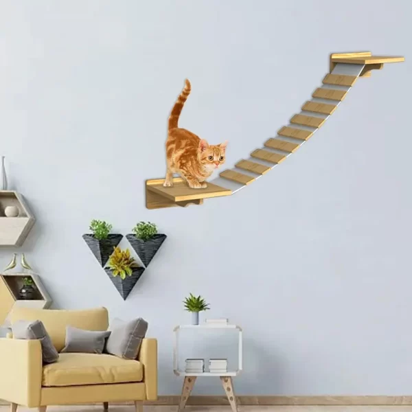 Wall-Mounted Staircase with Scratching Post