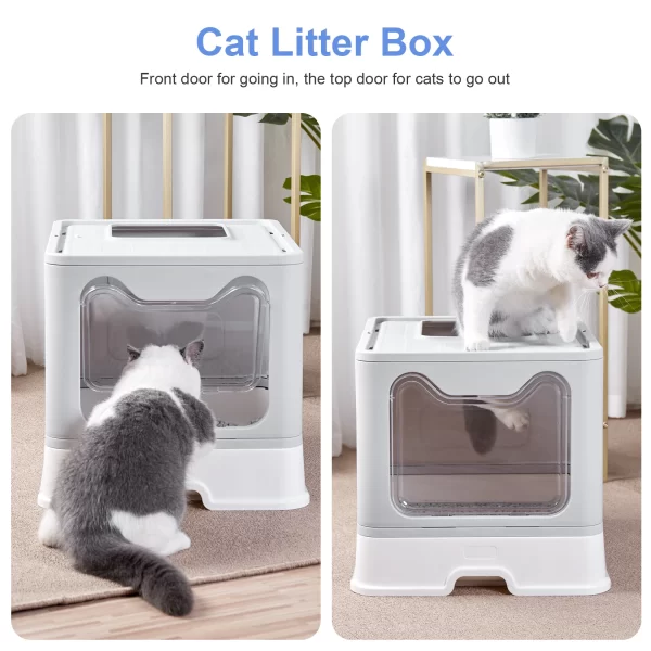 Front Entry Top Exit Cat Litter Box with Lid - Image 6