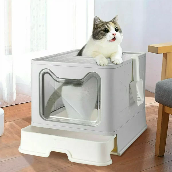 Front Entry Top Exit Cat Litter Box with Lid - Image 2