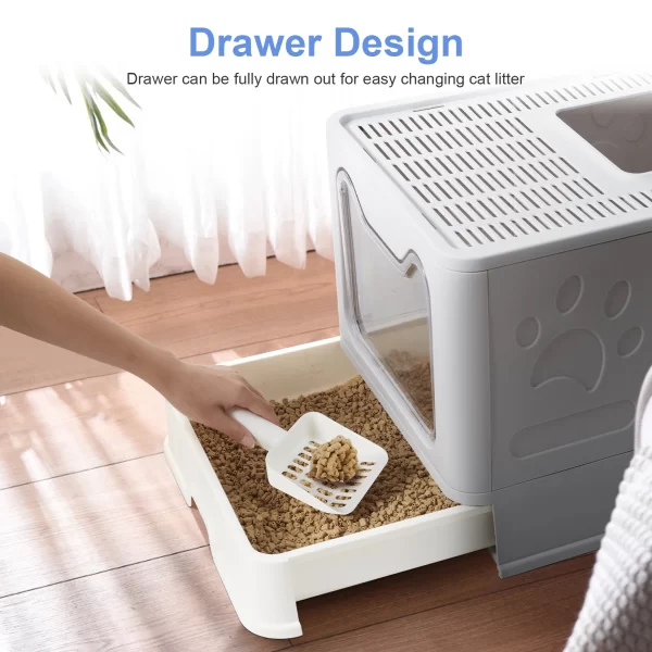 Large Space Foldable Cat Litter Box with Front Entry - Image 2