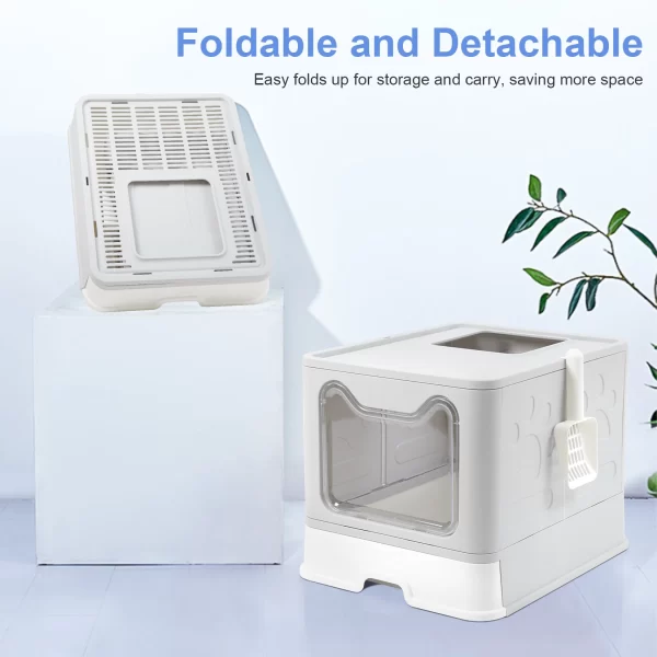 Large Space Foldable Cat Litter Box with Front Entry - Image 6