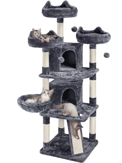Easyfashion Large Plush Tower with Caves Condos