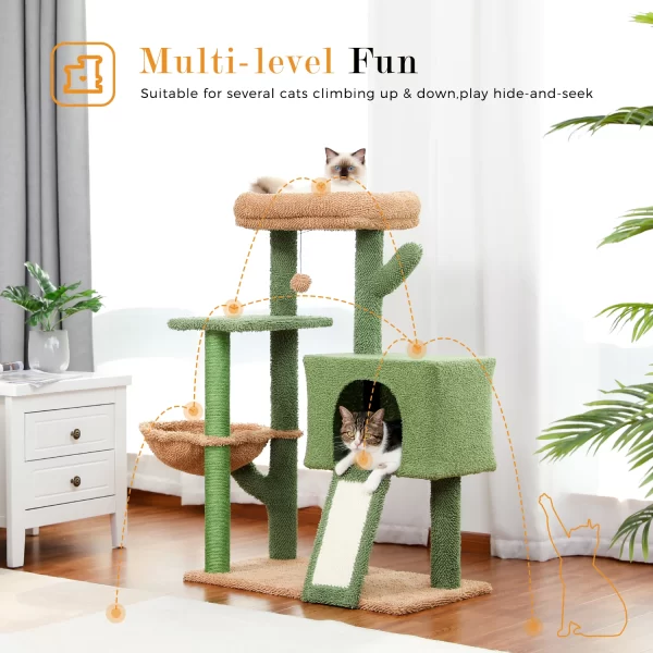 Cactus Cat Tree Tower with Sisal Scratching Post Board - Image 3