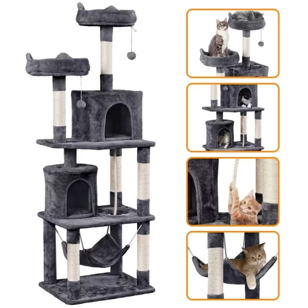 70.5″H Multi Level Cat Tower Tree with 2 Condos & 2 Foam-Padded Perches - Image 3