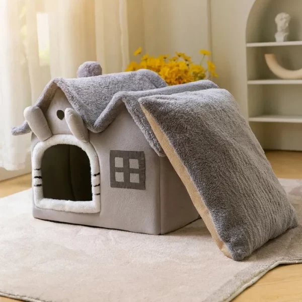 Warm Plush Cat Bed House - Image 2