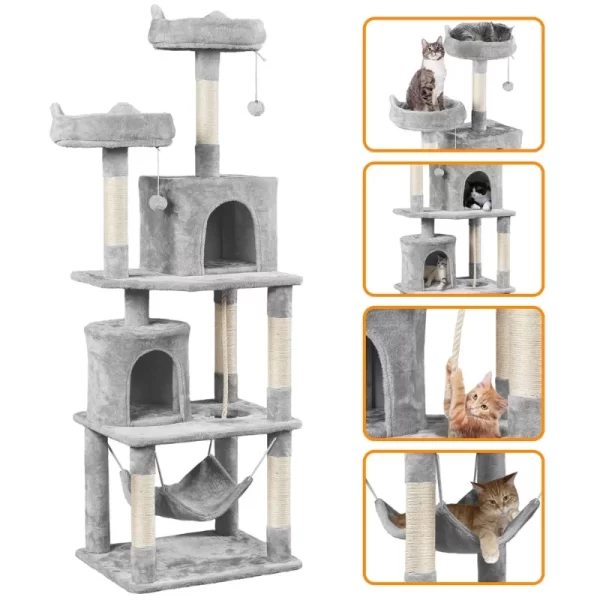 70.5″H Multi Level Cat Tower Tree with 2 Condos & 2 Foam-Padded Perches - Image 6