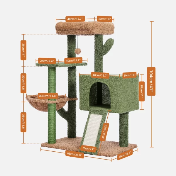 Cactus Cat Tree Tower with Sisal Scratching Post Board - Image 7