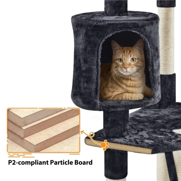 79"H Multilevel Large Cat Tree Condo Tower with Scratching Post - Image 7