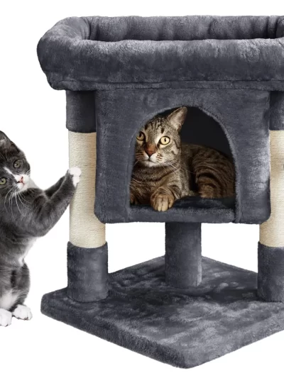 2-Level Cat Tree Condo Tower with Plush Perch