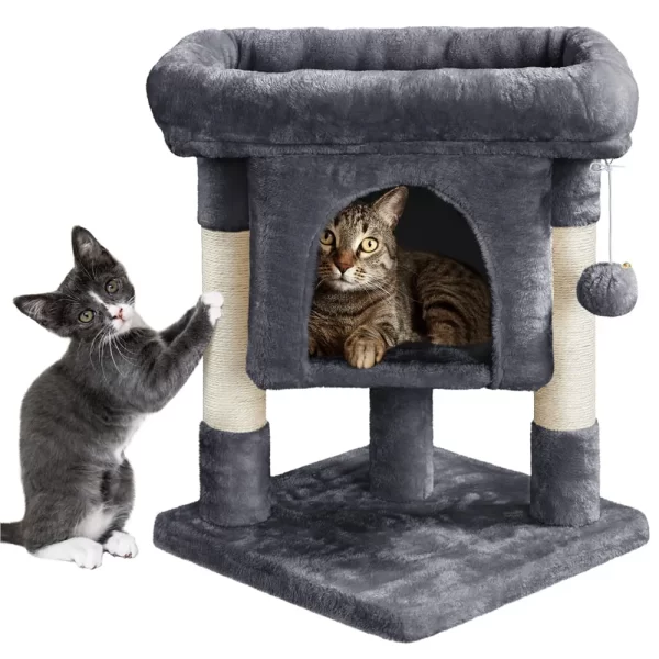 2-Level Cat Tree Condo Tower with Plush Perch