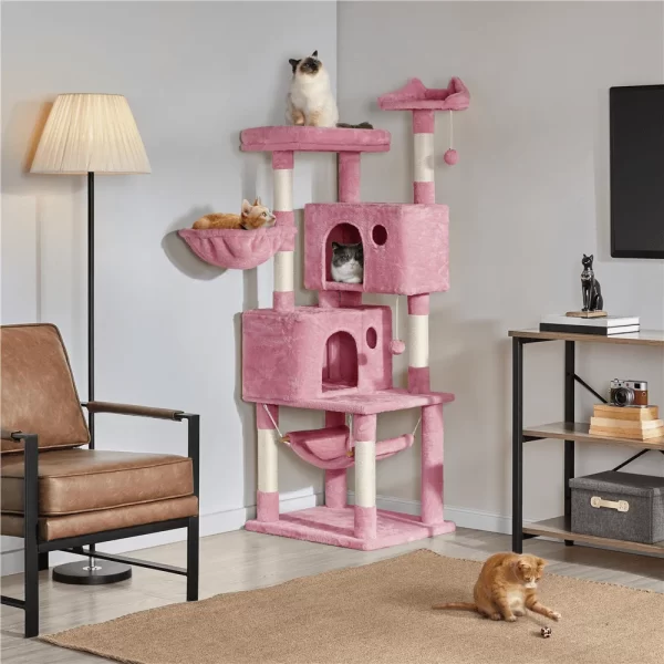 64'' Multi-level Cat Tree Cat Tower with Condos and Scratching Posts - Image 2