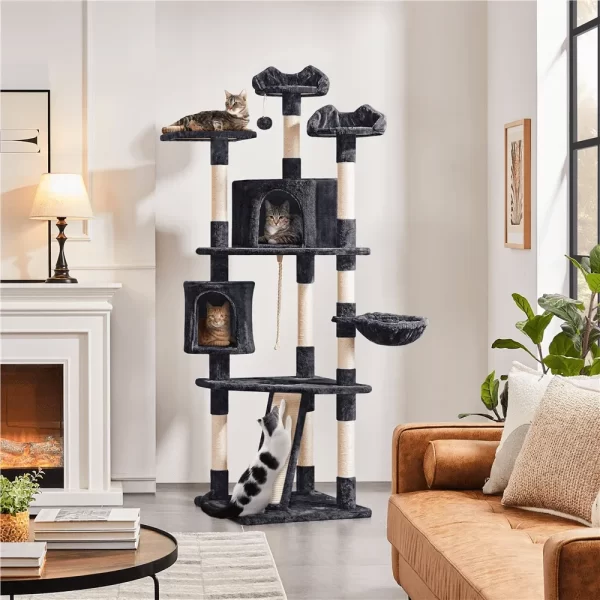 79"H Multilevel Large Cat Tree Condo Tower with Scratching Post - Image 2