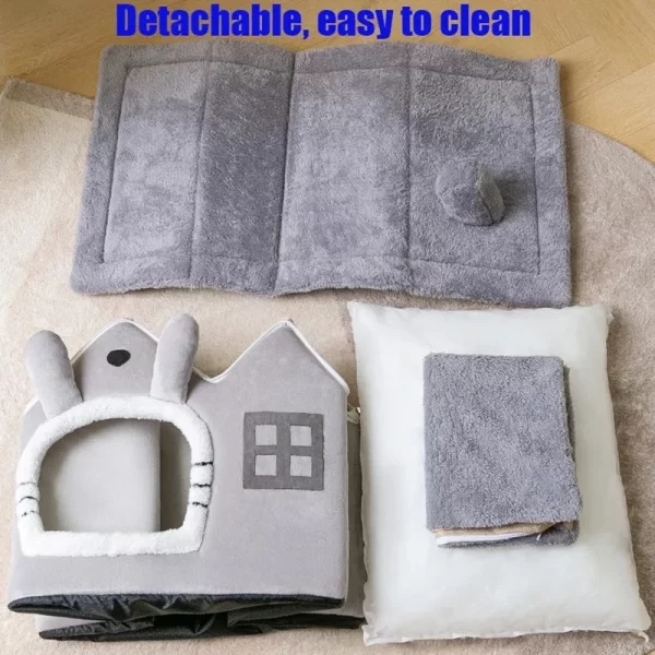 Warm Plush Cat Bed House - Image 4