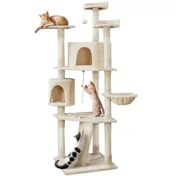 79"H Multilevel Large Cat Tree Condo Tower with Scratching Post - Image 8