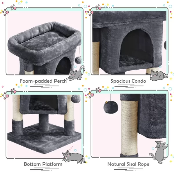 2-Level Cat Tree Condo Tower with Plush Perch - Image 4