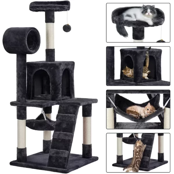 SmileMart 51" Cat Tree with Hammock and Scratching Post Tower - Image 7