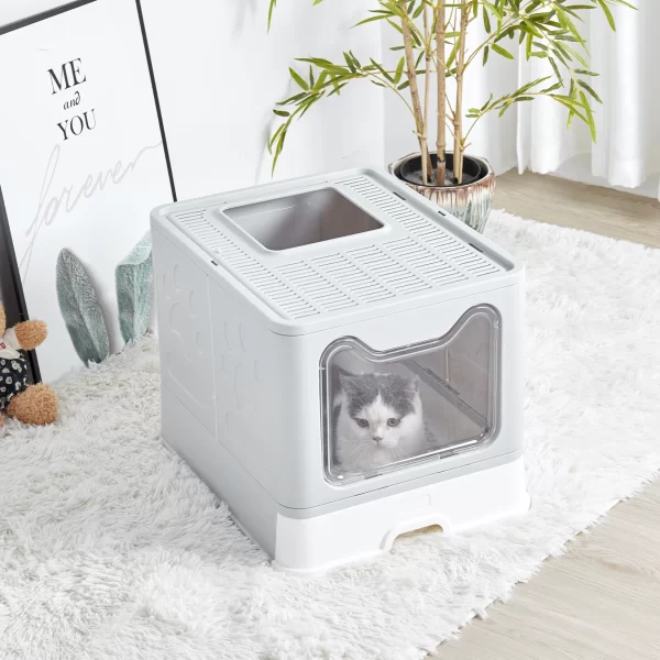 Large Space Foldable Cat Litter Box with Front Entry - Image 3