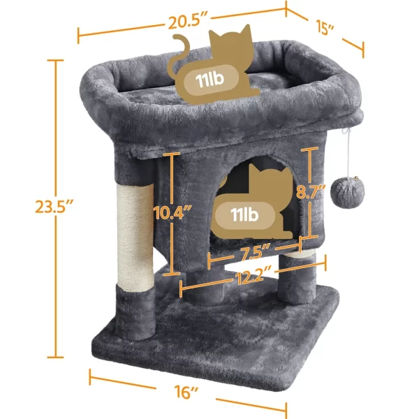2-Level Cat Tree Condo Tower with Plush Perch - Image 3