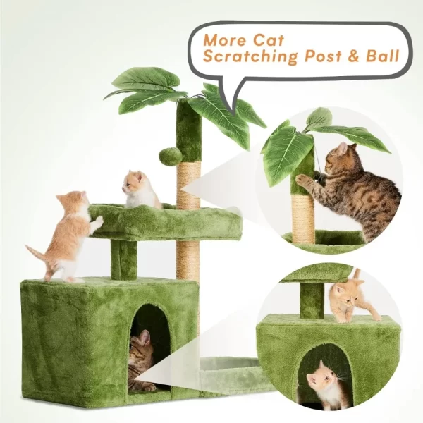 31.5" Cat Tree / Tower for Indoor Cats with Green Leaves - Image 6