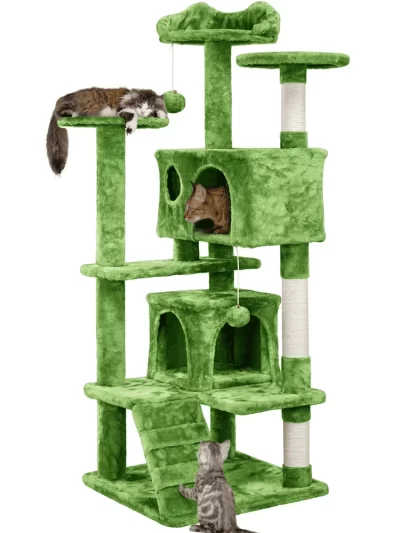 Smile Mart Upholstered 6-Level 54" Cat Tree with 2 Condos