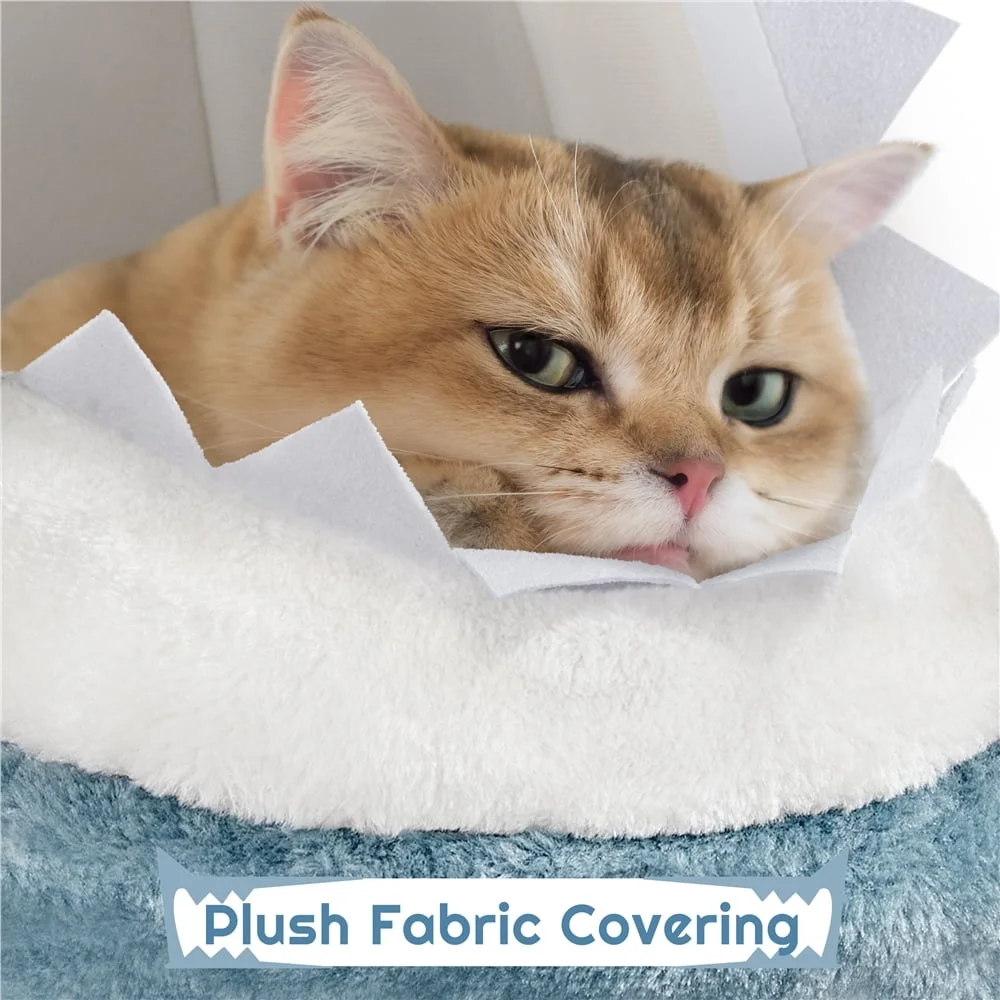 Ocean-themed Cat Tree 72.5 Inch Multi-Level Tower with Shark Mouth Bed - Image 4