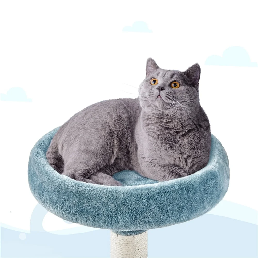 Ocean-themed Cat Tree 72.5 Inch Multi-Level Tower with Shark Mouth Bed - Image 5