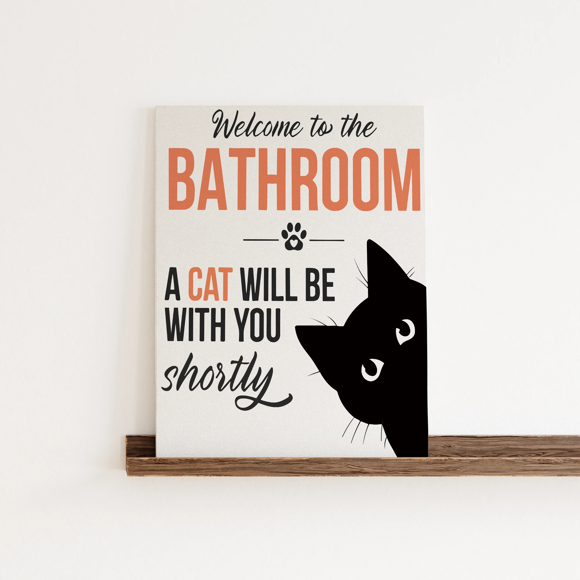 Cute Cat Quote “Welcome To The Bathroom” Funny Wall Art Prints Canvas Painting Poster Picture For Living BedRoom Home Decor