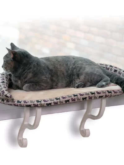 K&H Pet Products Bolster Kitty Cat Window Sill Perch Bed for Large Cats, Hammock Holds 40 lbs, Washable Cover,