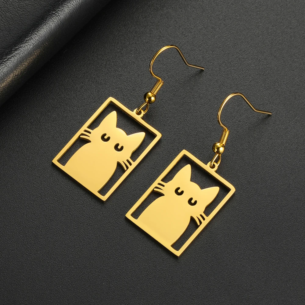 .
🐾 My Shape Rectangle Cat Drop Earrings. - Image 11