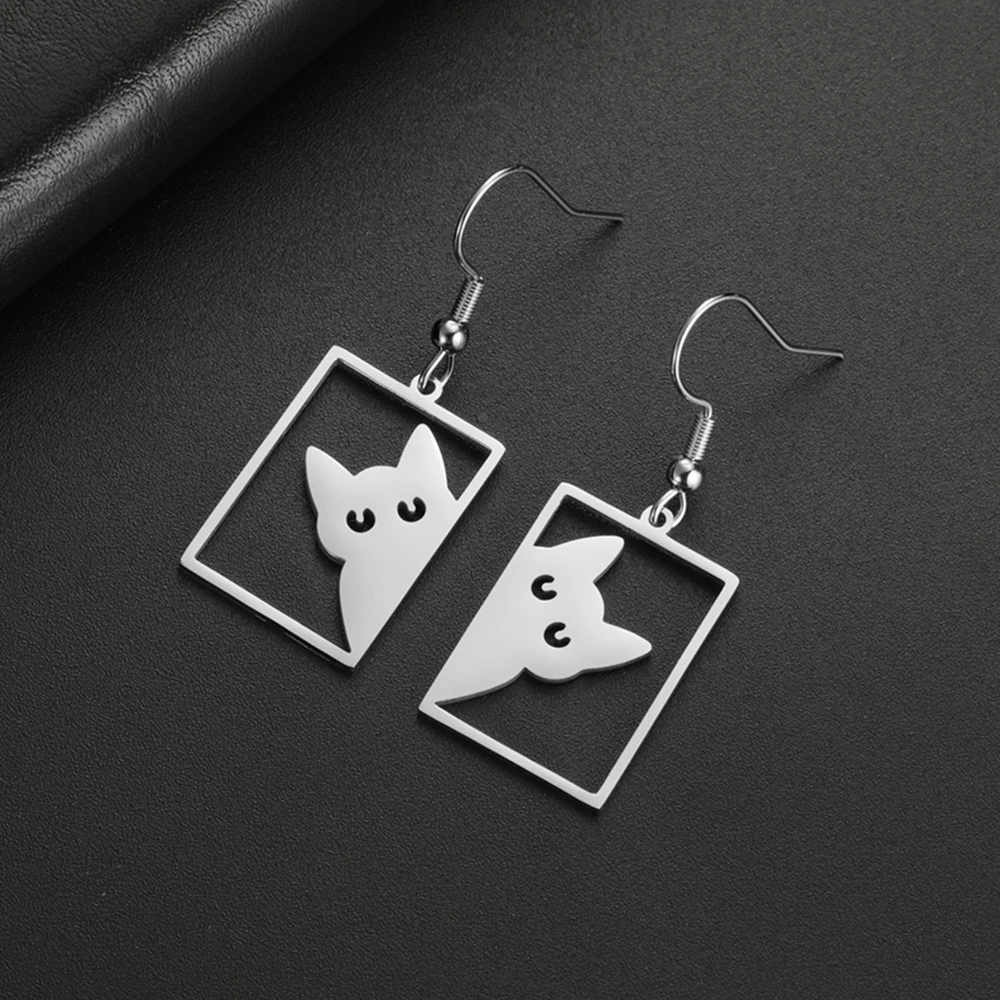 .
🐾 My Shape Rectangle Cat Drop Earrings. - Image 12