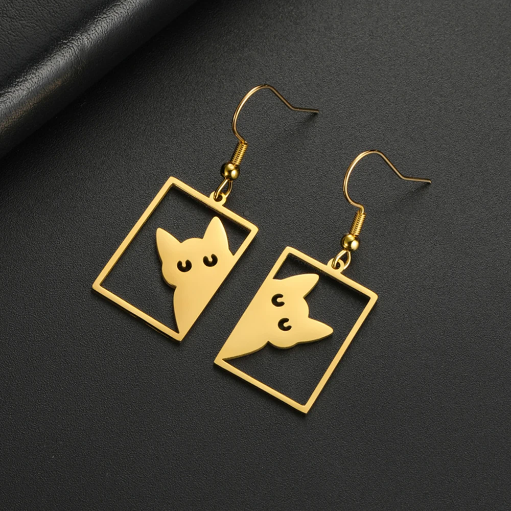 .
🐾 My Shape Rectangle Cat Drop Earrings. - Image 13