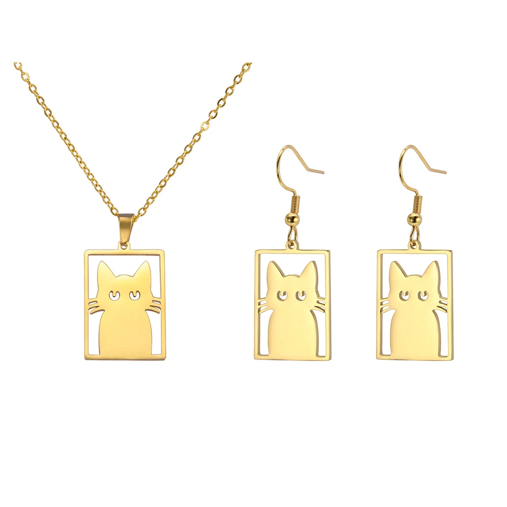 .
🐾 My Shape Rectangle Cat Drop Earrings. - Image 8
