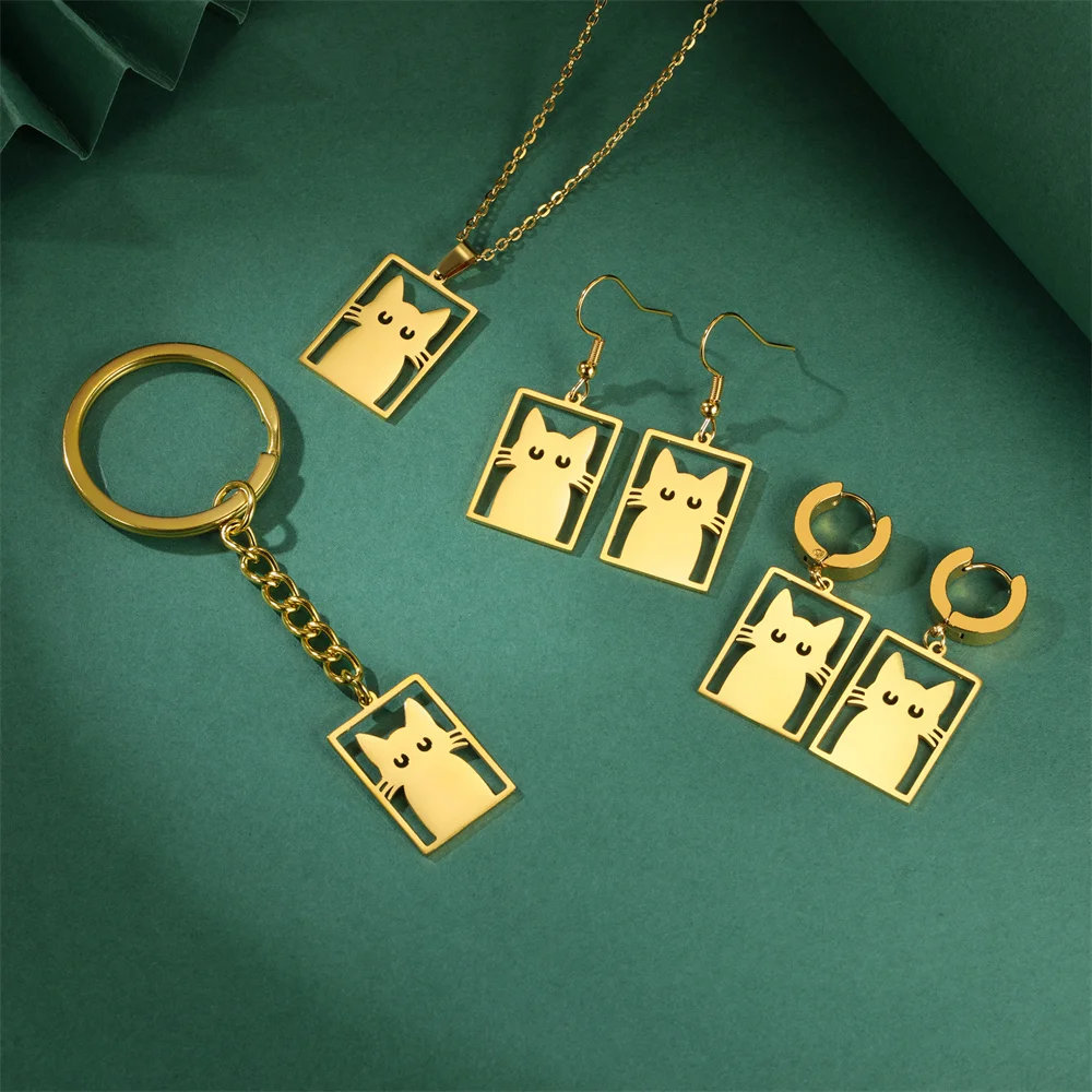 .
🐾 My Shape Rectangle Cat Drop Earrings. - Image 5