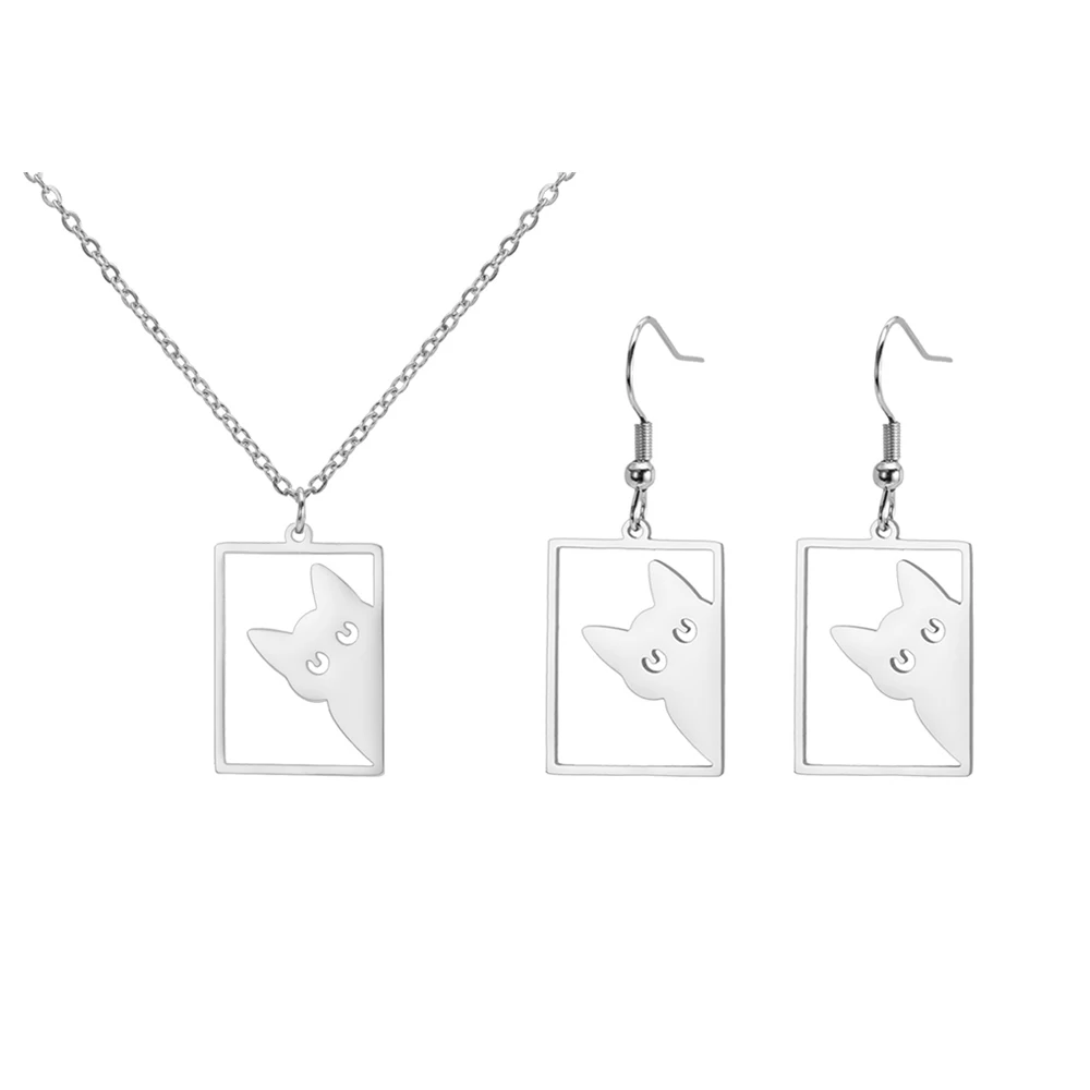 .
🐾 My Shape Rectangle Cat Drop Earrings. - Image 9