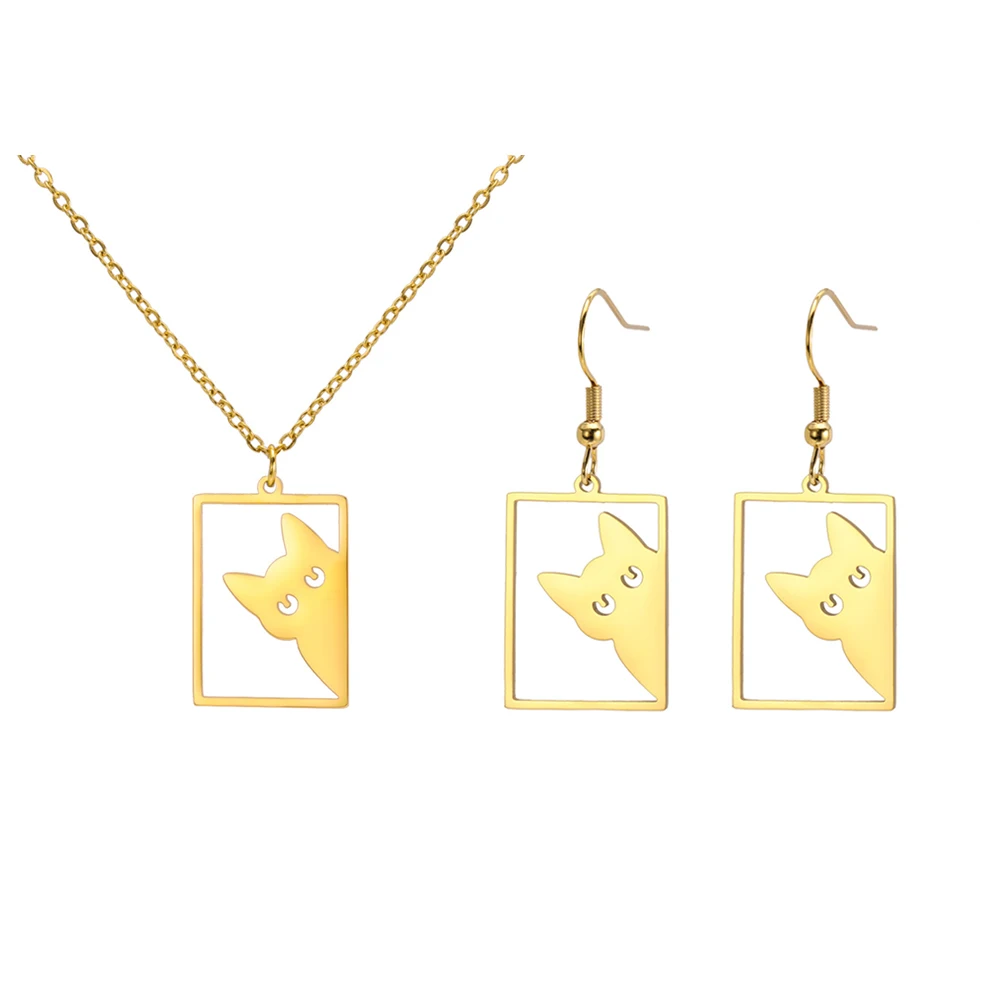 .
🐾 My Shape Rectangle Cat Drop Earrings. - Image 10
