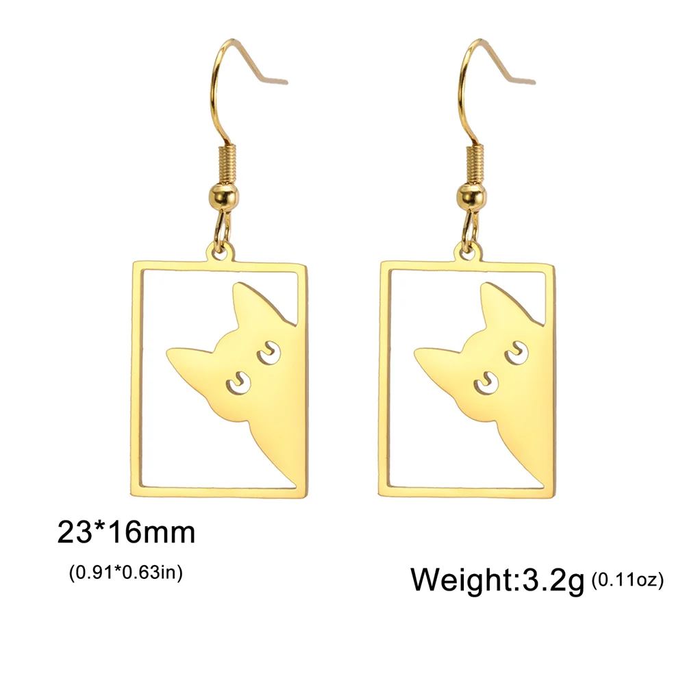 .
🐾 My Shape Rectangle Cat Drop Earrings. - Image 6