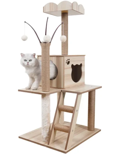 ⭐ Macaron‑Wood Purr‑Nest Scratcher Home