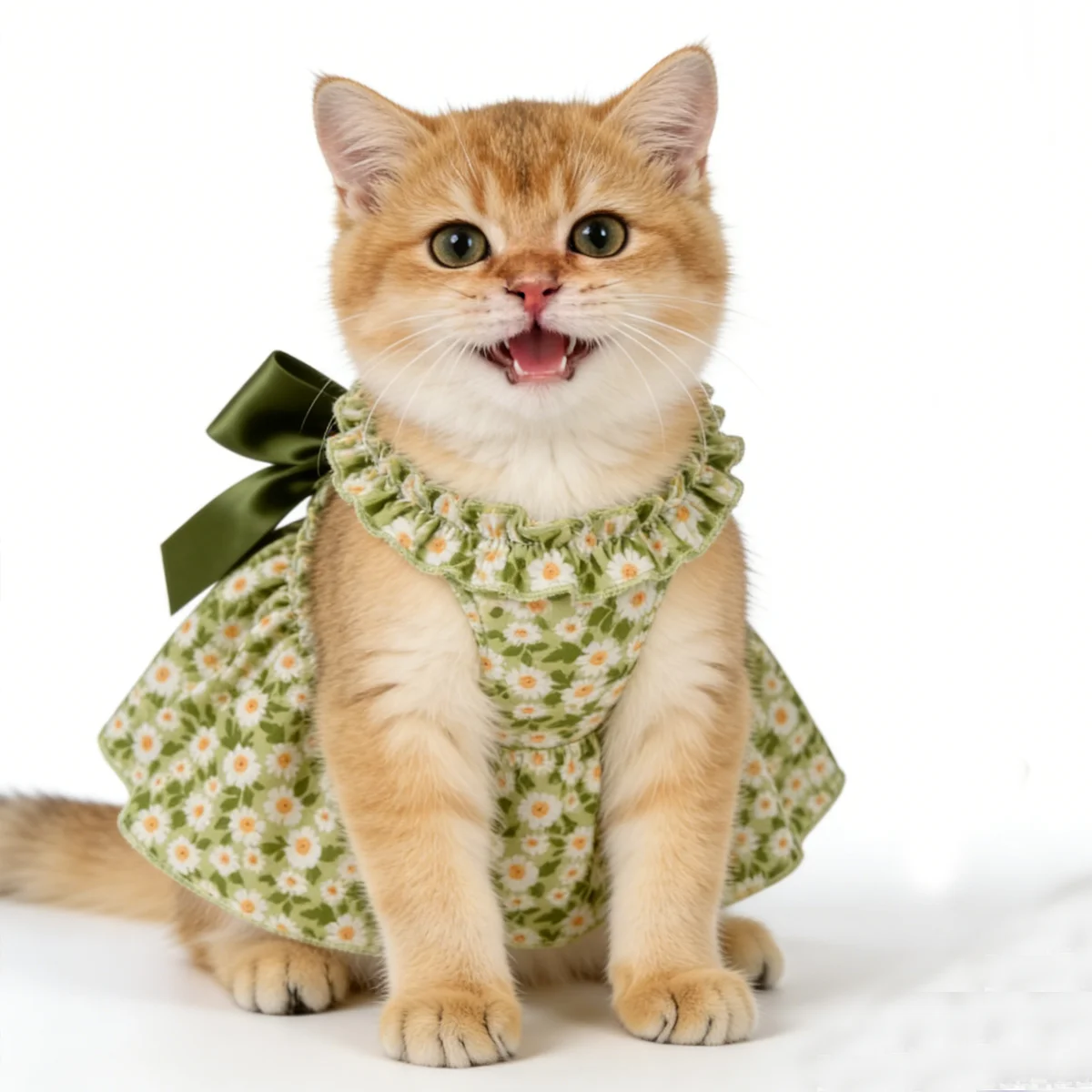Summer Blossom Kitty Dress. Romantic Floral Party Outfit for Cats - Image 24
