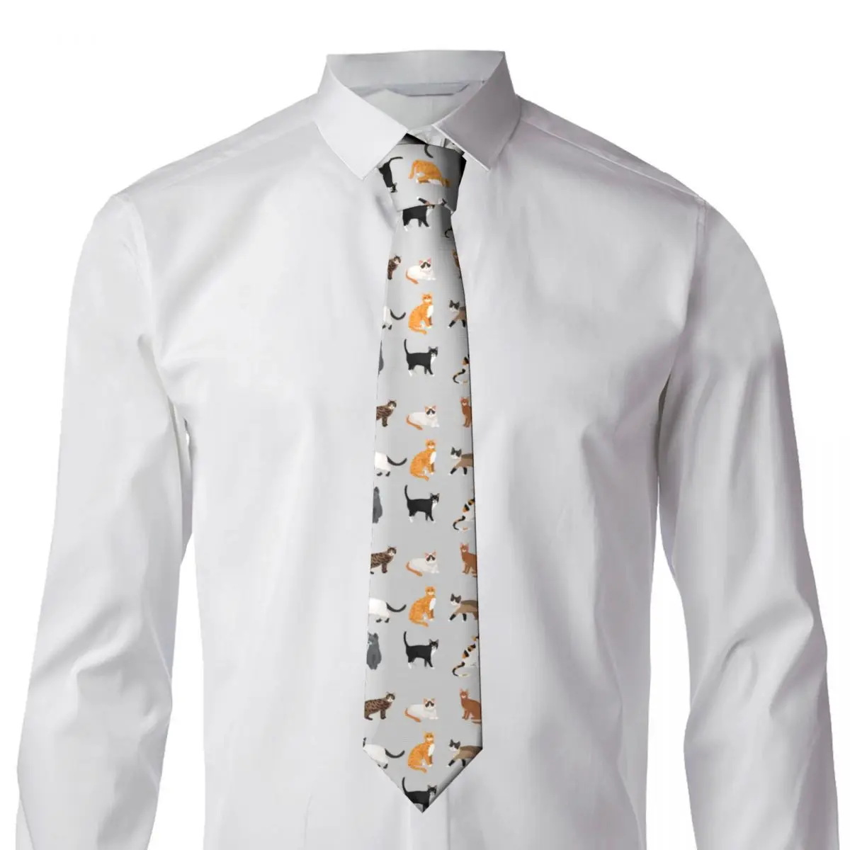 ๐ Slim Cartoon Cats Necktie (Unisex) Fun style for Cat Lovers. - Image 4