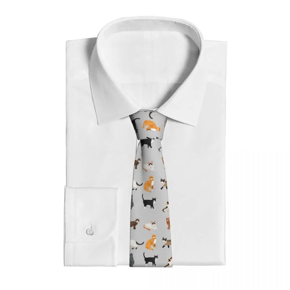 ๐ Slim Cartoon Cats Necktie (Unisex) Fun style for Cat Lovers. - Image 2