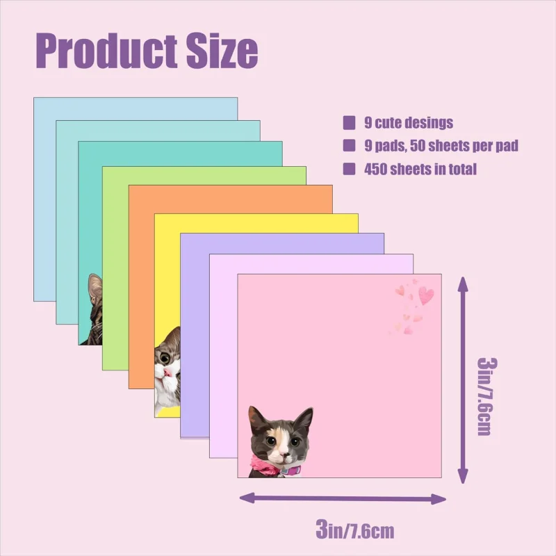 Black Cat Sticky Notes -9 Pad 3 X 3 Memo Set for School & Office - Image 4