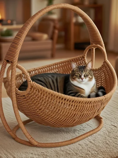 Kitty Cozy Basket Hammock – Kittyify Edition. “For kitties who love to lounge in style.”