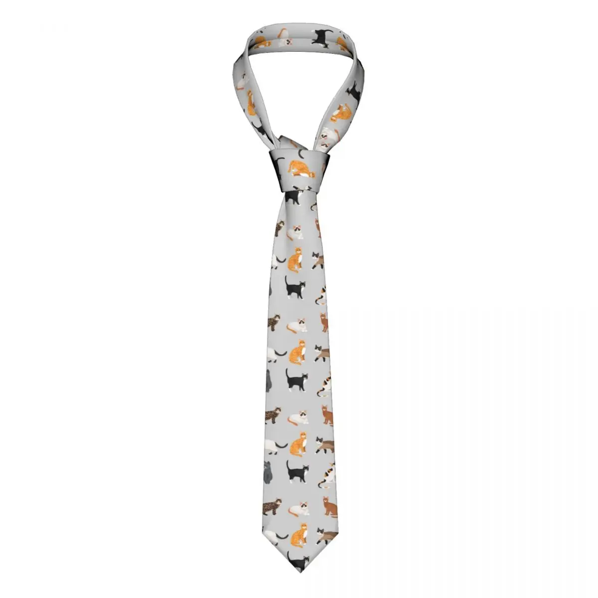 ๐ Slim Cartoon Cats Necktie (Unisex) Fun style for Cat Lovers.