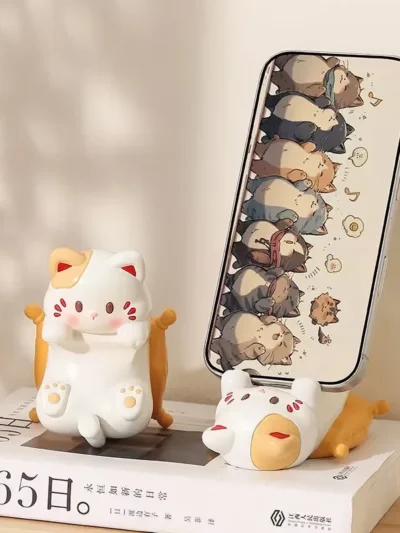🌟 Kawaii Cat Phone & Glasses Caddy — Cute Desktop Organizer for Home & Office