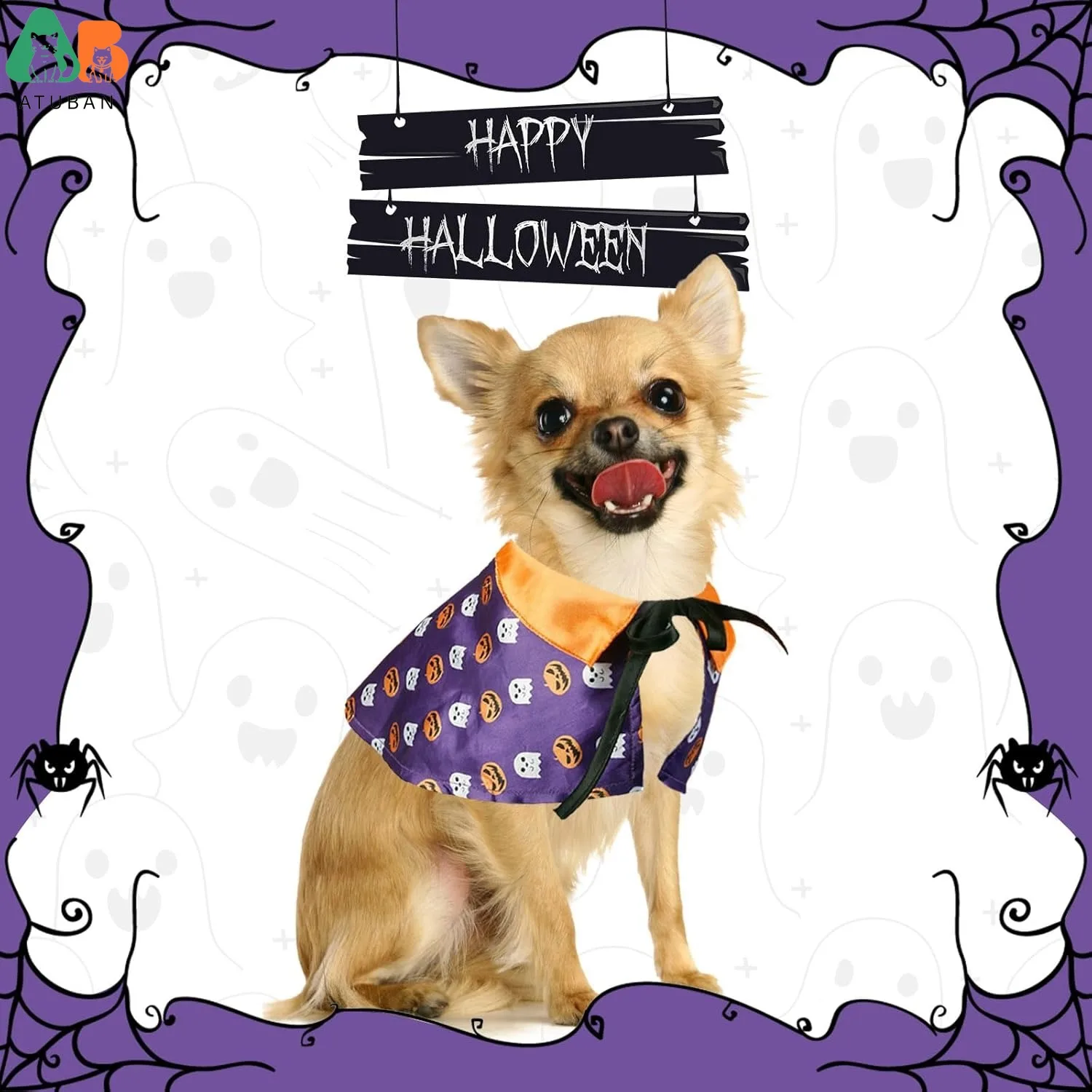 Magical Cat Wizard Cloak, Halloween Pumpkin Ghost Cape for Kitties. - Image 3